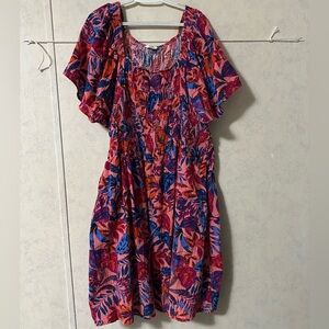 Terra & Sky Red Pink Flutter Sleeve Sundress